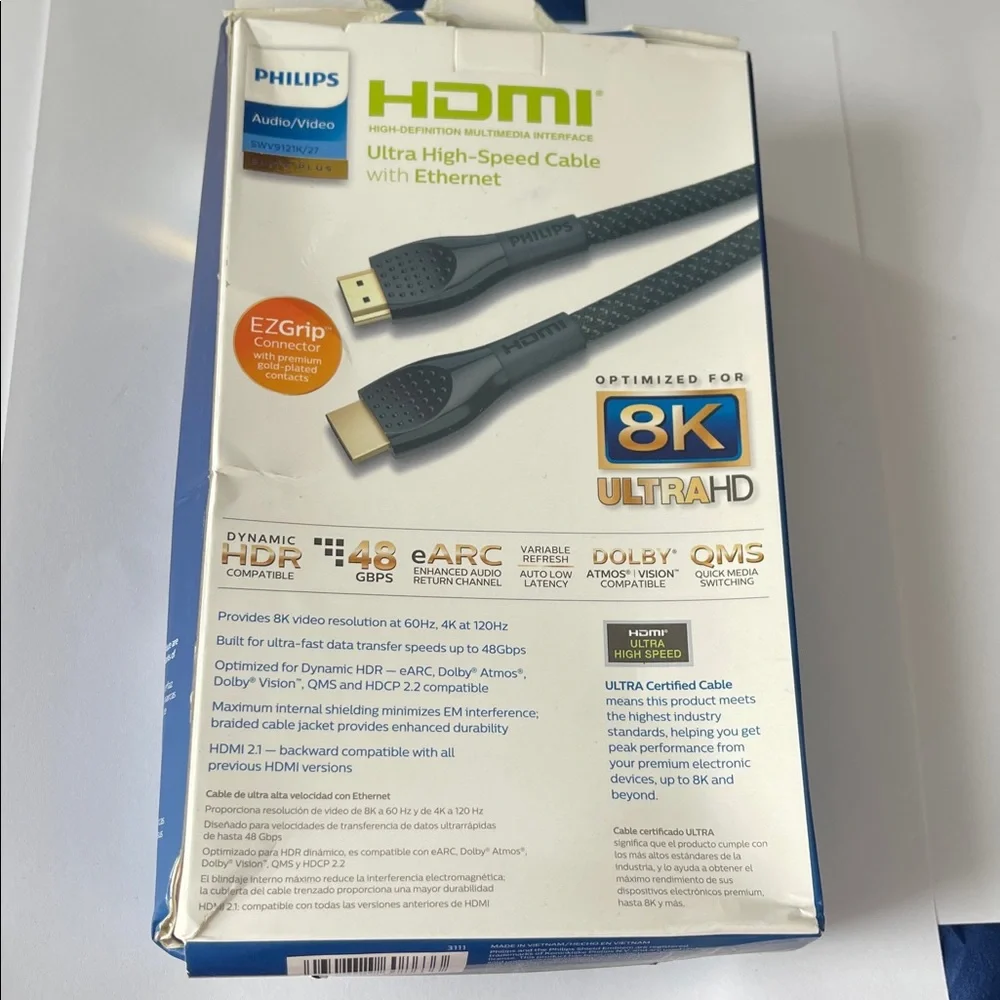 Philips 10ft (3m) HDMI 2.1 Ultra High-Speed Cable